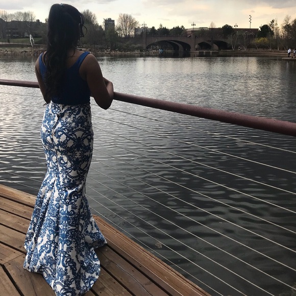 Royal Blue 2 Piece Prom Dress - Picture 4 of 5